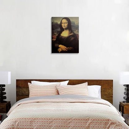 Funny Bathroom Wall Art Framed Painting Mona Lisa Parody Holding Nose Clothespin Stinky Humor Canvas Poster Vintage Artwork Joke Decor for Toilet Game Room 16x24 Inches