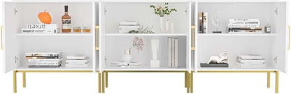 LYNSOM TV Stand for 85 Inch TV, Wood Entertainment Center with Storage Cabinet, TV Cabinet Black, Long Console Table for Living Room, Bedroom