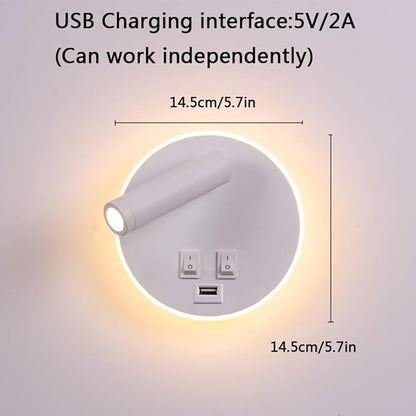 USB Charging Port Wall Wash Light White Bed LED with Interior Wall Adjustable Spotlight Reading lamp Wall lamp Bedroom Indoor Bedside Lamp 3000K (3W + 9W)