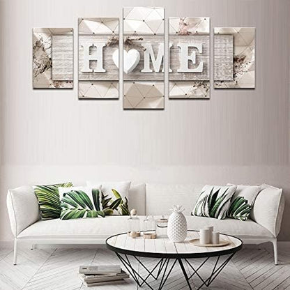 AWLXPHY Decor Home Sign Canvas Wall Art for Living Room Decoration Framed Print Painting 5 Panels Modern Still Life Love Stretched Artwork Giclee Wedding Gift (Yellow, W40 x H20)