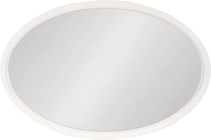 Kate and Laurel Hogan Farmhouse Oval Wall Mirror; 24 x 36; Rustic White; Sophisticated Coastal Mirror for Wall