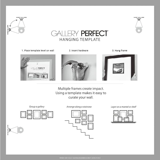 GALLERY PERFECT 12x12 Picture Frames, 9 Piece Set with Real Glass Cover for 8x8 Photos With Mat, Picture Frames Collage Wall Decor for Gallery Wall, Home Decor, Grey