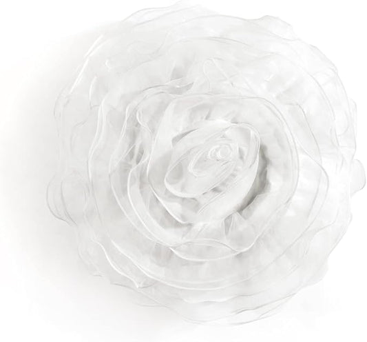 Lush Decor Ruffle Layer Flower Decorative Throw Pillow, 17" Round, White - Ruffle Round Pillow - Throw Pillows For Bed, Couch, Or Chair
