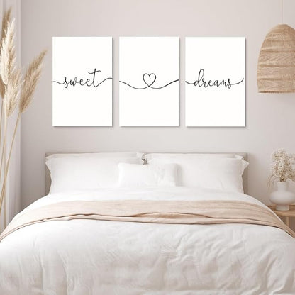 GUBIYU Sweet Dreams Wall Art Above Bed Decor for Master & Guest Room, Large & Small Rooms, Clean Girls Room Decor, Farmhouse Wall Art, 24"x36