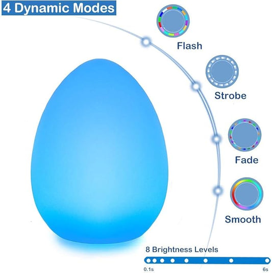 Egg Shape Color LED Mood Lamp, Rechargeable Dimmable Night Light with Remote Control 16 Dimmable Colors 4 Effects for Kids and Adults,Ambient Decorative Party Lighting (10 * 15cm)