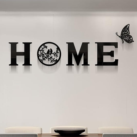 CrazyDeal Home Signs Decor Aesthetic Bird Wall Art Letter Wall decor for Living Room Bedroom Kitchen Farmhouse Wall Hanging Modern Decorations Large (Black Acrylic,49.2 X 15.7 Inch)