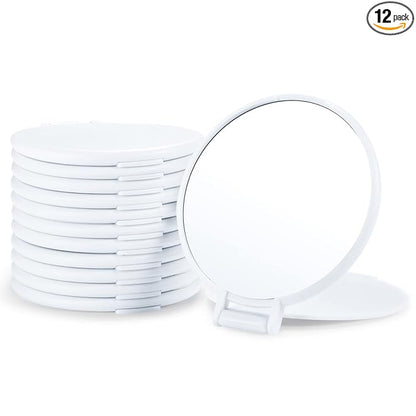 Qislee Compact Mirror Bulk, Round Makeup Mirror for Purse, Set of 12 (White)
