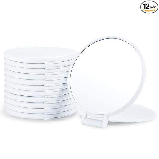 Qislee Compact Mirror Bulk, Round Makeup Mirror for Purse, Set of 12 (White)