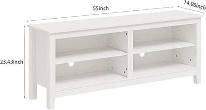 Panana TV Stand, Classic 4 Cubby TV Stand for 60 inch TV, Entertainment Center Media Television Stand for Living Room Bedroom (White, 55 inch)
