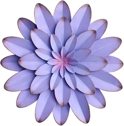 AHYS Metal Flowers Wall Decor Indoor Outdoor Metal Wall Art for Farmhouse Home Living Room Bedroom Bathroom Garden Decor - 12 Inch - Purple