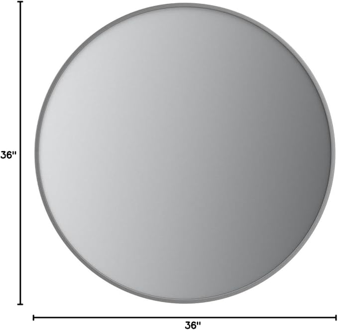 Itrue 36 Inch Round Wall Mirror, Brushed Silver Metal Frame Circle Bathroom Vanity Mirror, Silver-Backed HD Glass Decorative Mirror for Over Sink, Living Room, Bedroom, Entryway