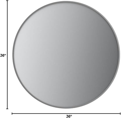 Itrue 36 Inch Round Wall Mirror, Brushed Silver Metal Frame Circle Bathroom Vanity Mirror, Silver-Backed HD Glass Decorative Mirror for Over Sink, Living Room, Bedroom, Entryway