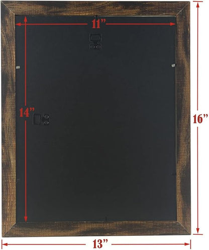 Wooden Brown 11x14 Picture Frame with Mat 2 Set in 1 Pack,Display 11x14 without Mat or 8x10 with Mat，Wall Gallery Photo Frames