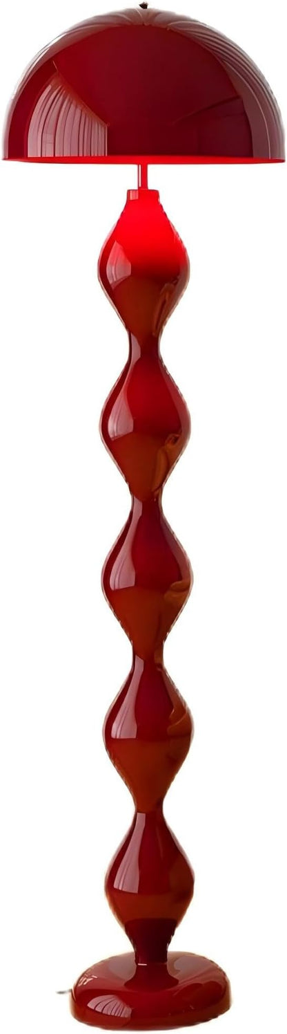 Modern Mushroom Floor Lamp, Red, 59.1 Inch High, 3 Light Colors, Foot Switch