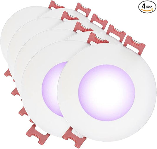 GLOBE Electric 50466 Wi-Fi Smart 3" Ultra Slim LED Recessed Lighting Kit, No Hub Required, Voice Activated, 7 W, Multicolor Changing RGB, Tunable White 2000K-5000K, 390 Lumens, Wet Rated |(Pack of 8)