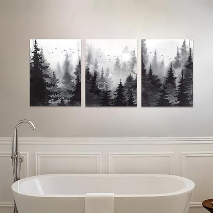 Lapremoly Large Wall Decorations For Living Room Canvas Wall Art For Office Bedroom Home Wall Decor Black And White Wall Paintings Forest Scenery Pictures Modern Abstract Art Prints Ready To Hang