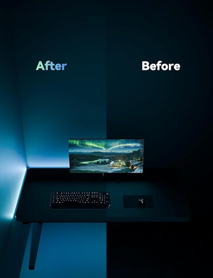 RGB Backlight LED Strip Light for PC & Mac, Sync with Screen Color or Music, Stick to the Edge of Your Desk, for Desk Gaming, USB Port, Software Control, 3.94ft / 1.2m
