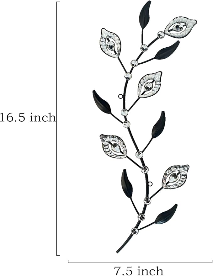 Cityelf 3 Set Crystal Leaf Wall Art Sculpture Iron Tree Leaves Branch Hanging Wall Décor Jeweled Bling Home Deor Acrylic Diamond Accent …