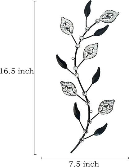 Cityelf 3 Set Crystal Leaf Wall Art Sculpture Iron Tree Leaves Branch Hanging Wall Décor Jeweled Bling Home Deor Acrylic Diamond Accent …