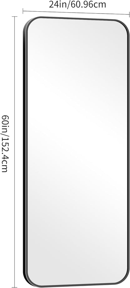 DESBING 60" x 24"Bathroom Mirror, Matte Black Wall Mirror with Metal Frame, Decorative Rectangular Vanity Mirror for Bedroom Bathroom Living Room Entryway (Horizontal/Vertical)