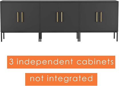 LYNSOM TV Stand for 85 Inch TV, Media Entertainment Center Console Table, 3 Cabinets, TV Console Table with Storage Cabinet for Bedroom, Living Room, Entertainment Room (Black)