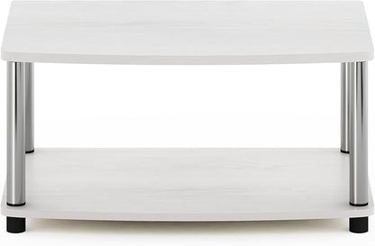Furinno Turn-N-Tube No Tools 2-Tier Elevated TV Stand, Stainless Steel Tubes, White Oak/Chrome