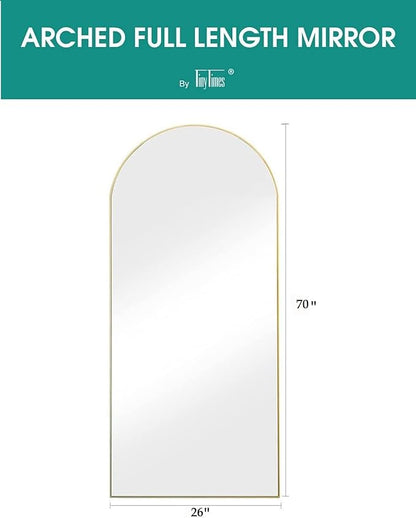 70''x26'' Full Length Mirror, Large Arched Floor Mirror with Stand, Oversized Wall Mirror, Full Body Mirrors Standing Leaning for Living Room, Bedroom (Gold)