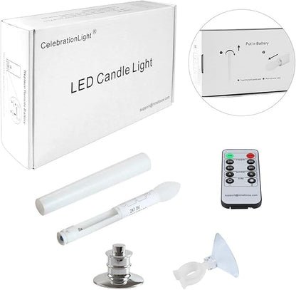 6 Pack Flameless Taper Candles with Remote/Timer & Suction Cup, Battery Operated Flickering LED Window Candles, Vintage Christmas Electric Fake Candlesticks, Silver Holder