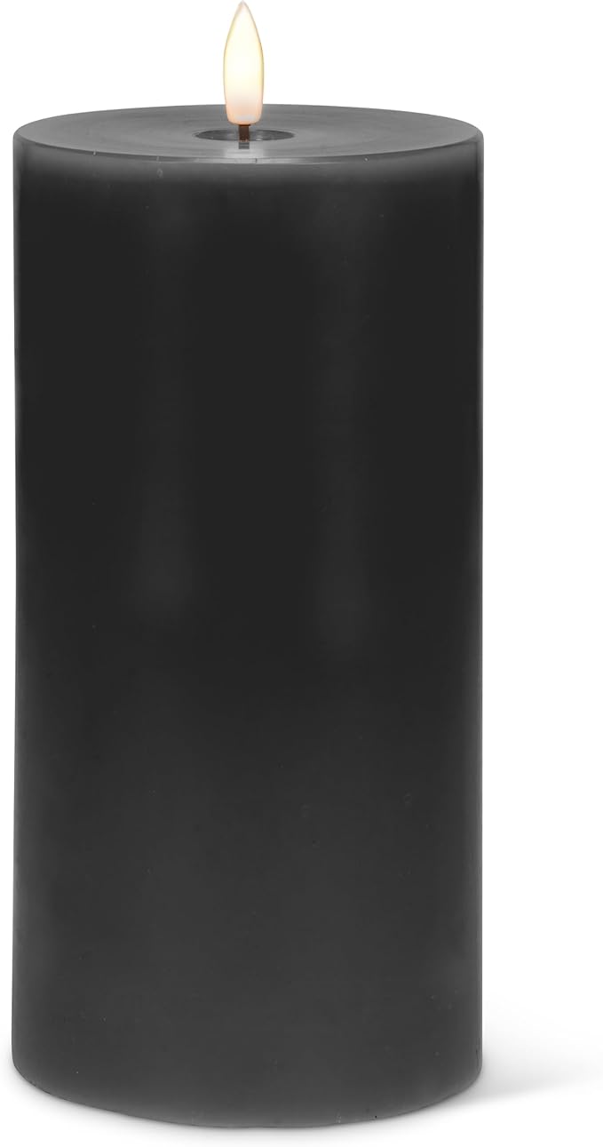 Abbott Collection Wax LED Flameless Pillar Candle - Black (4x8 H)