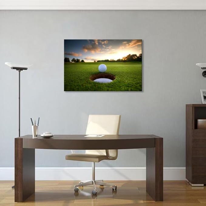 chenchenArt Golf Wall Art for Living Room Bedroom Home Decorations Golf Ball Picture Poster Canvas Prints Modern Artwork Framed Ready to Hang(18''H x 24''W)