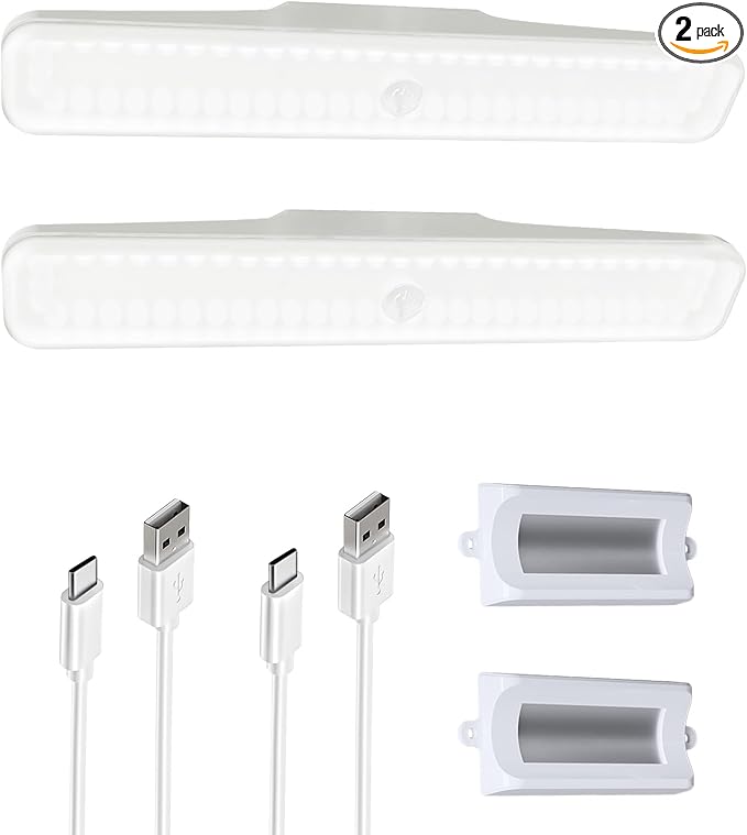 EZVALO 2 Pack Wireless Makeup Light, Rechargeable Vanity Lights for Mirror with 3 Color Modes, Stepless Dimming, Touch Control & Adjustable Angle, Cordless Bathroom Mirror Light, Gift for Women