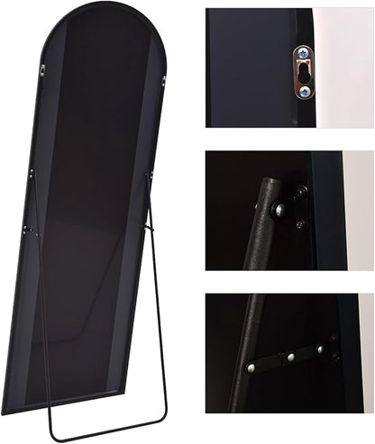 KOMCOTE 71x28 Inch Arched Floor Mirror - Full Length Black Standing Mirror for Bedroom, Living Room, Dressing - Tall Leaner Mirror with Arch Design, Wall or Free-Standing Decor