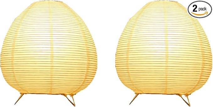 YY YEARCHY Table Lamp Paper Lamp Standing Lamps with Rice Paper Shade for Bedroom Livingroom (Egg 2 Pack)