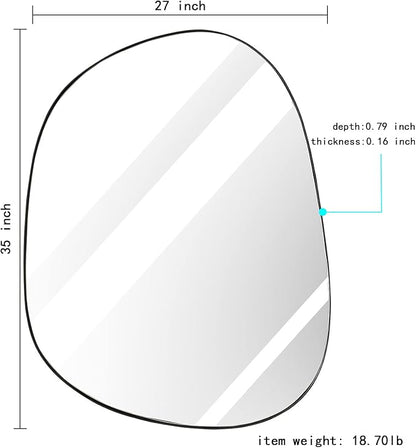 ELEHUME Asymmetrical Wall Mirror for Decor 27"*35", Modern Black Framed Wall Mirror for Living Room Bathroom Bedroom Entryway ELE-STOU-0063HEI