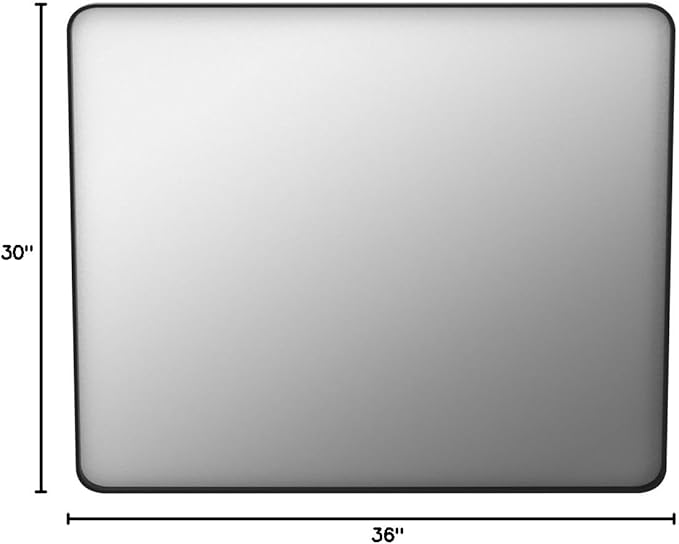 JISOSO Black Bathroom Mirror 30X36 Inch, Black Metal Framed Mirror for Wall, Rounded Rectangle Matte Bathroom Vanity Mirror with Tempered Glass, Anti-Rust, Horizontal/Vertical