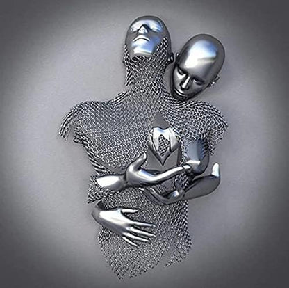 3D Wall Art Decor Artwork Figure Statue Modern Art Canvas Painting,Large Wall Art for Bathroom Bedroom Decoration (Hold Gray Heart)