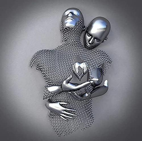 3D Wall Art Decor Artwork Figure Statue Modern Art Canvas Painting,Large Wall Art for Bathroom Bedroom Decoration (Hold Gray Heart)