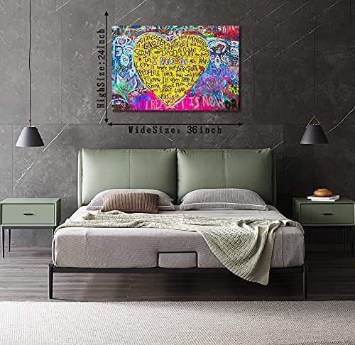 Banksy Graffiti Canvas Wall Print Art Modern Home Artwork Office Wall Decor Canvas Prints and Painting for Living Room Bathroom Giclee Art Framed and Streched Ready to Hang - 24x36inch