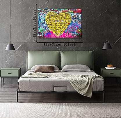 Banksy Graffiti Canvas Wall Print Art Modern Home Artwork Office Wall Decor Canvas Prints and Painting for Living Room Bathroom Giclee Art Framed and Streched Ready to Hang - 24x36inch