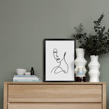 ArtbyHannah Framed Wall Art for Bedroom Decor, 11x14 Inch Modern Artwork Minimalist Line Abstract Wall Decor Black Picture Frames for Living Room Bathroom Decorations (3 Pack)