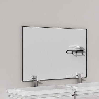 VocalStar Black Framed Mirror for Bathroom 40 x 30 Inch, Large Rectangular Wall Mirror Square Corner Metal Frame Bathroom Vanity Mirror Farmhouse, 1/4-inch Shatterproof Glass | Ultra-Flush Hanging