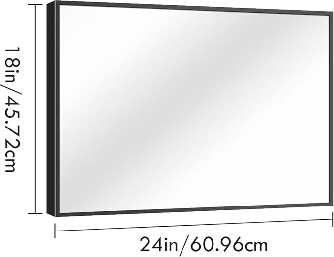 DESBING Black Bathroom Mirror 2 Pack 18x24 Inch, Shatter-Resistant Wall Mirror with Durable Frame, Modern Decor for Entryway/Bathroom/Living Room – Horizontal/Vertical