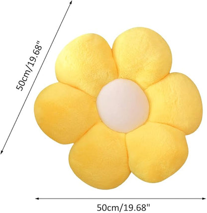 lannery Flower Plush Throw Pillows, Flower Floor Pillow Seating Cushion Toy for Reading, Room, Watching TV (19.7", Yellow-2)