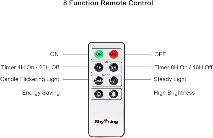 Rhytsing Red 10.8" Flameless Taper Candles with Timer, Battery Operated Candles with Remote, Smooth Wax Finish, Warm White LED, 8 Batteries Included - Set of 4