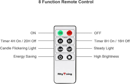 Rhytsing Red 10.8" Flameless Taper Candles with Timer, Battery Operated Candles with Remote, Smooth Wax Finish, Warm White LED, 8 Batteries Included - Set of 4
