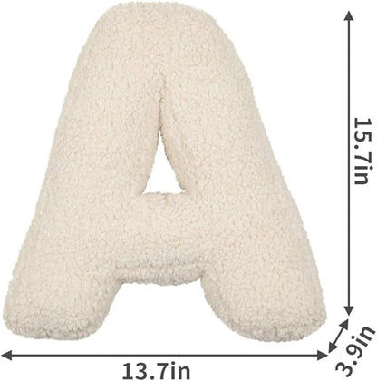 Letter Pillow English Letter Plush Pillow Cozy Lambswool Initial Throw Pillow Alphabets Letter Decorative Cushion Comforting Huggable Stuffed Cushion for Bedroom Sofa（15.7 * 13.8 * 3.9 in）