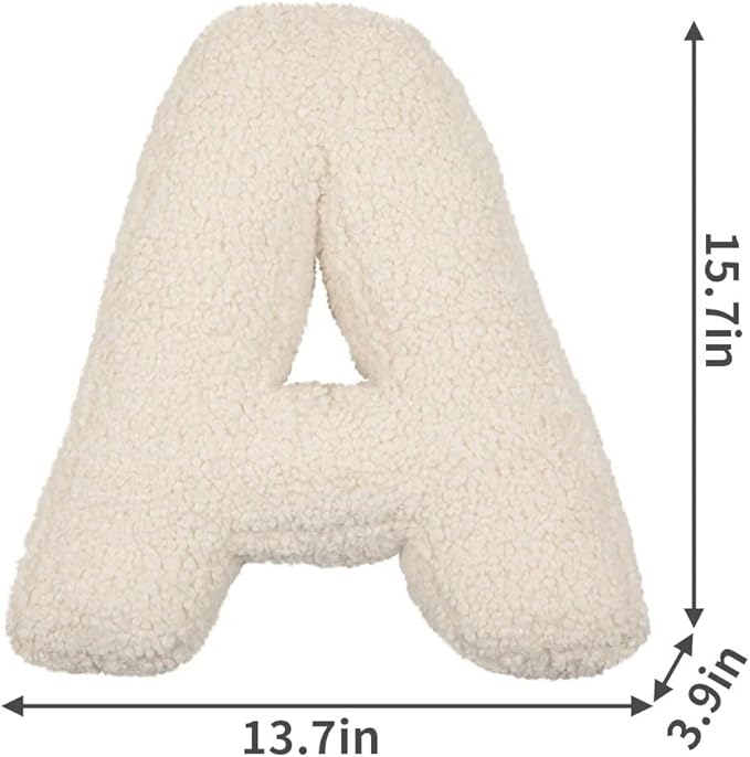 Letter Pillow English Letter Plush Pillow Cozy Lambswool Initial Throw Pillow Alphabets Letter Decorative Cushion Comforting Huggable Stuffed Cushion for Bedroom Sofa（15.7 * 13.8 * 3.9 in）