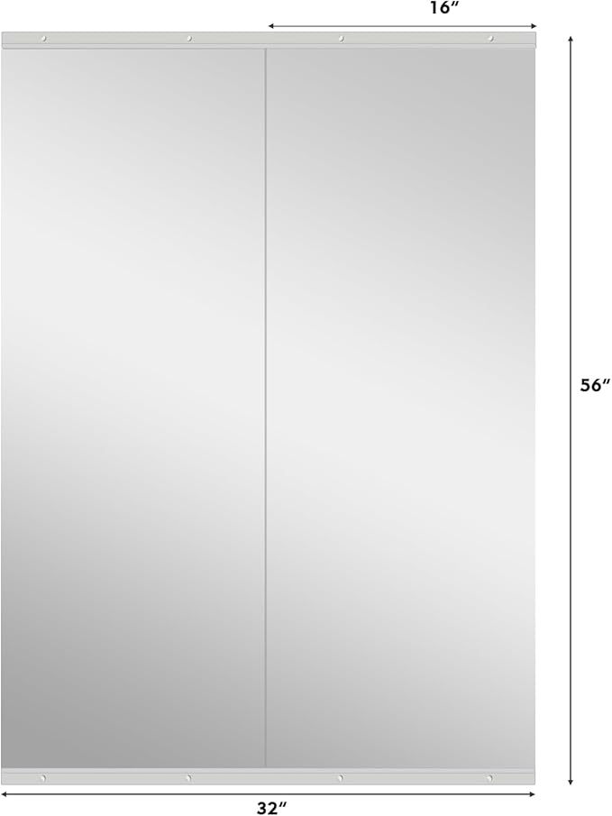 Snowdool Gym Mirror, 56''X16''(Each) -2PCS Full Body Mirror for Yoga, Garage, Dance Studio, Anti-Rust, Tempered Glass,Frameless Mirrors, Wall-Mounted Large Workout Mirrors