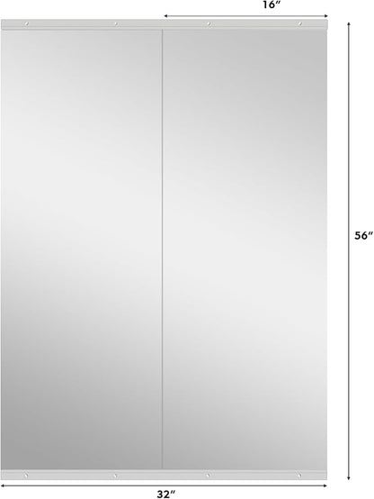 Snowdool Gym Mirror, 56''X16''(Each) -2PCS Full Body Mirror for Yoga, Garage, Dance Studio, Anti-Rust, Tempered Glass,Frameless Mirrors, Wall-Mounted Large Workout Mirrors