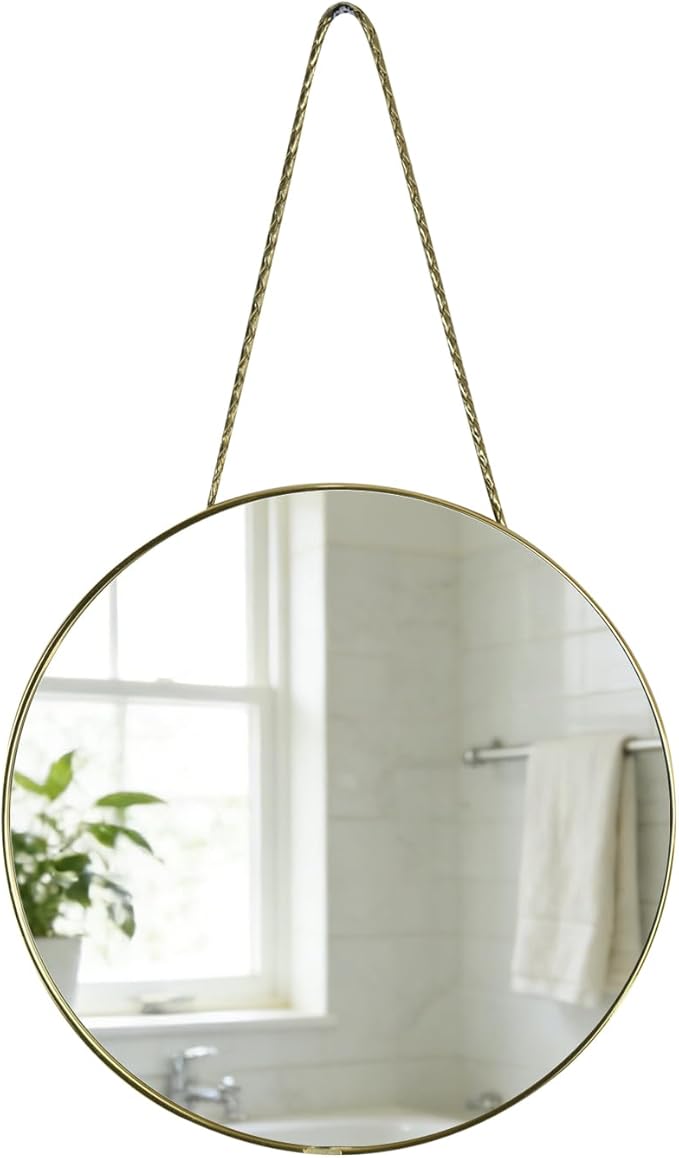Round Wall Mirror Door Mirror PVC Plastic Frame (Gold, 8.66 inch)